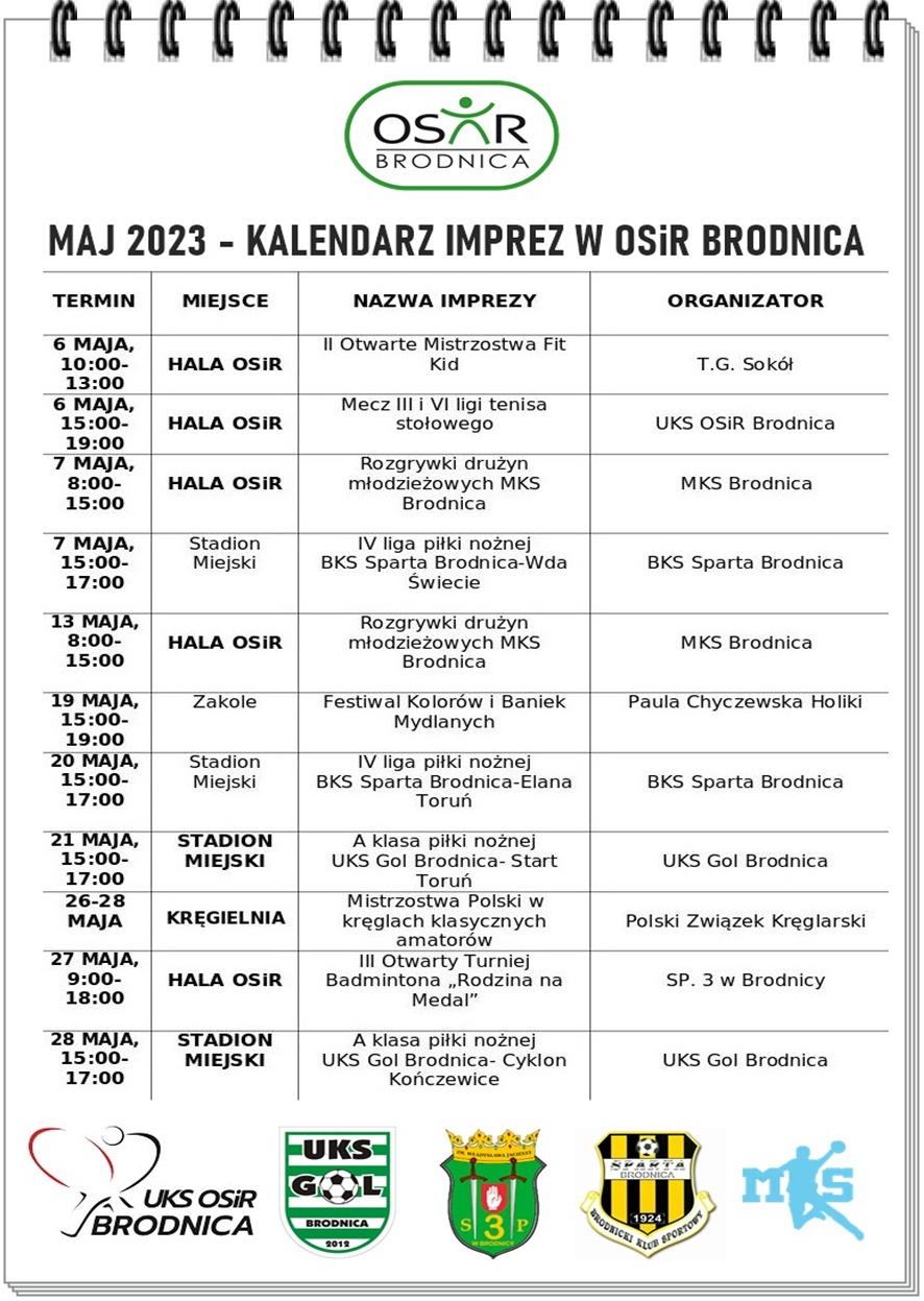 KALENDARZ MAJ 2023
