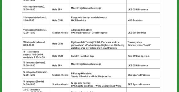 KALENDARZ LISTOPAD 2025