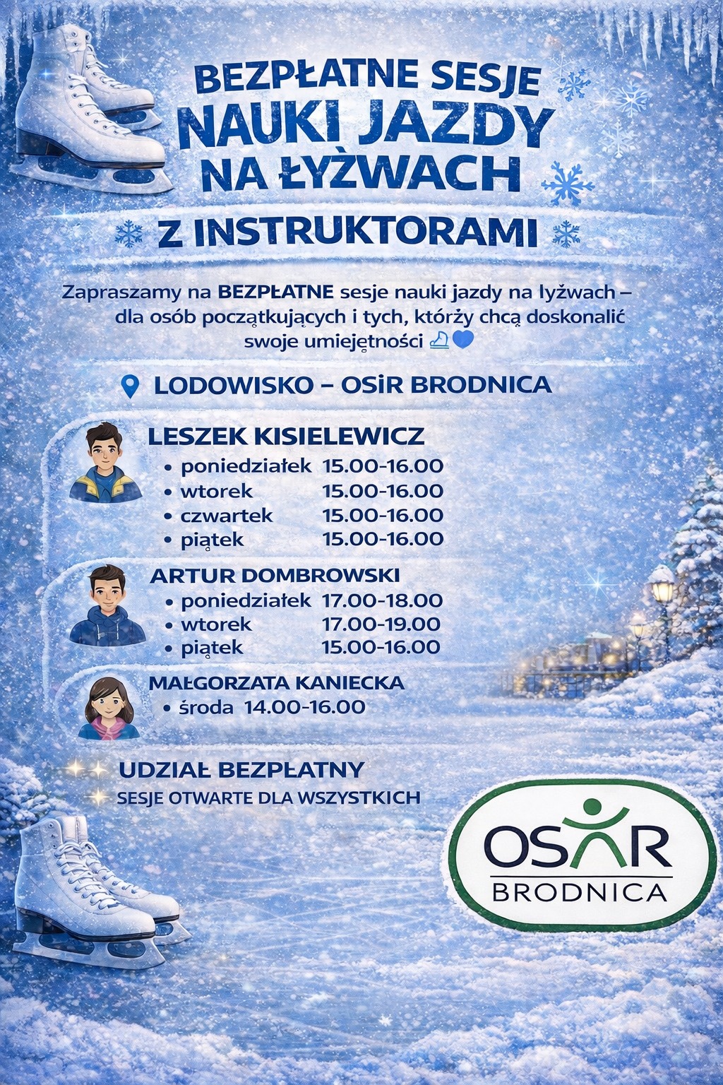 BEZPŁATNE SESJE NA LODOWISKU Z INSTRUKTOREM