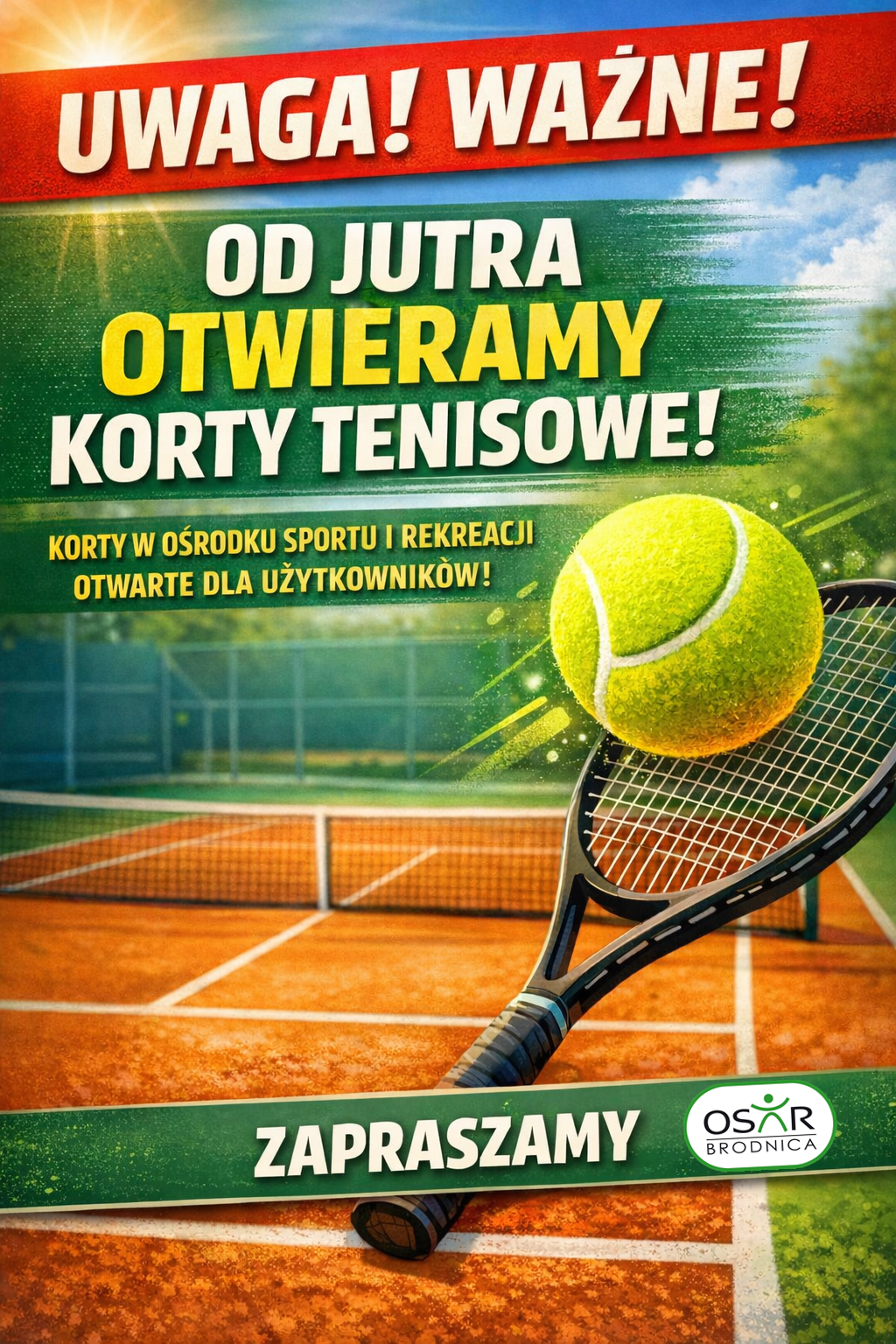 KORTY TENISOWE OTWARTE