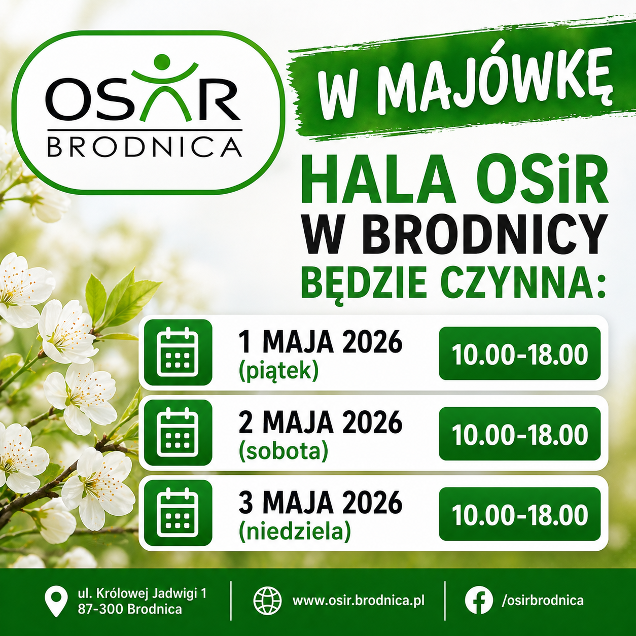 GODZINY OTWARCIA W MAJÓWKĘ