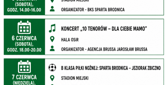 KALENDARZ WYDARZEŃ SPORTOWO-REKREACYJNYCH OSiR W BRODNICY – CZERWIEC 2026