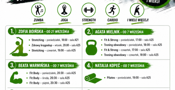 GRAFIK ZAJĘĆ FITNESS